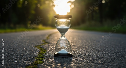 hourglass on the road 