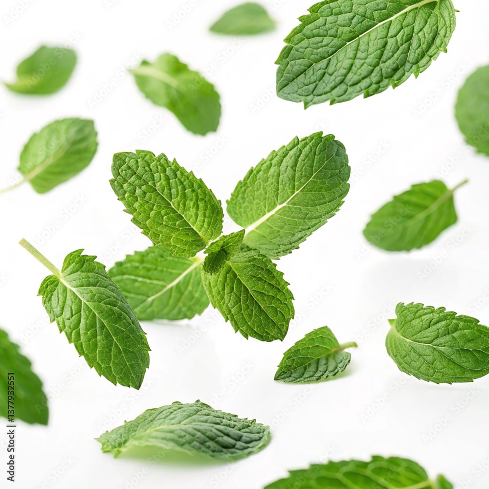 mint leaves isolated on white mint leaves isolated on white