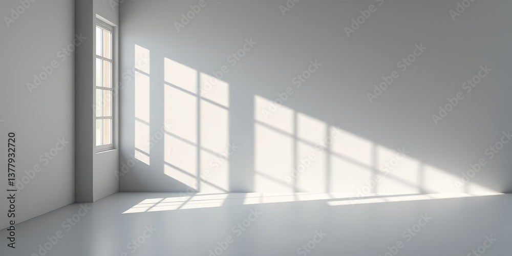 Obraz premium Gray backdrop, soft window light, product shadow, ample space, advertising, surface