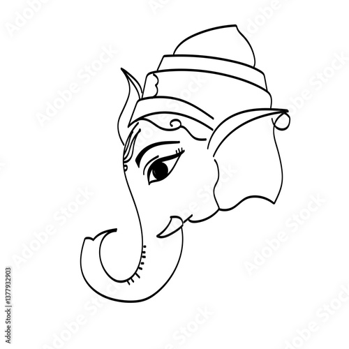 Lord Ganesha line art - Ganesha Face art - Ganesh Chaturthi - Ganapati Festival