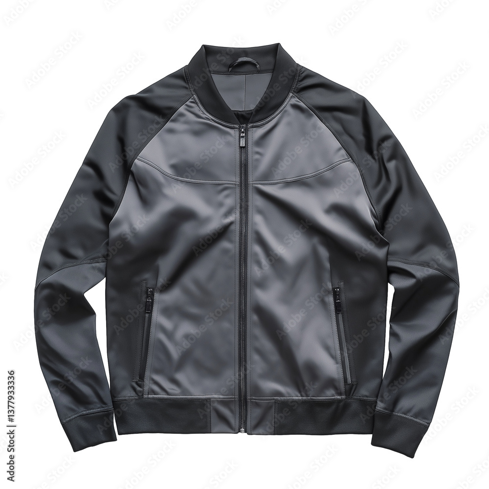 sleek stylish black jacket with smooth texture isolated on white transparent background