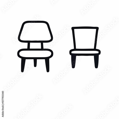 Adobe Illustrator Artwork Two simple chairs, in a minimalistic style.