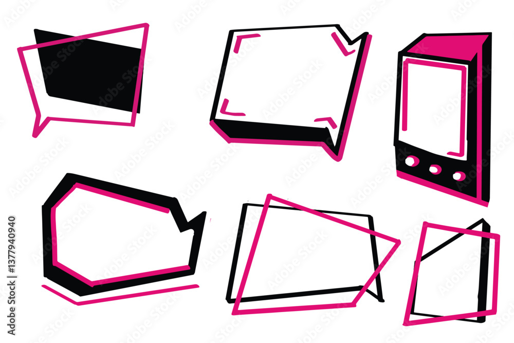 Dialog boxes of various shapes. Space for text for comics and advertising of nice colors on a white background. Dialog boxes of various shapes. Space for text for comics and advertising of nice colors on a white background.