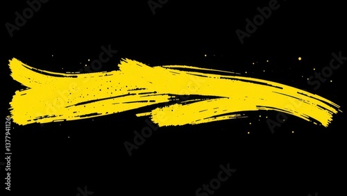 a close up of a yellow brush stroke on a black background