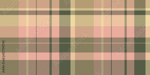 Soft pink, beige, and olive green plaid pattern.  Perfect for textile design, apparel, and website backgrounds.