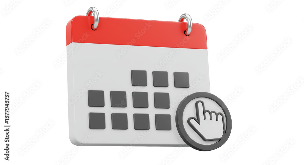 Isolated Calendar with Hand Cursor Isolated Calendar with Hand Cursor