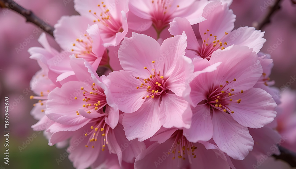 Close-up of Pink Cherry Blossoms in Bloom Close-up of Pink Cherry Blossoms in Bloom