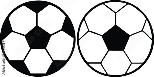 Two Soccer Balls Illustration, Classic Black and White Pattern, Sports Equipment Design
