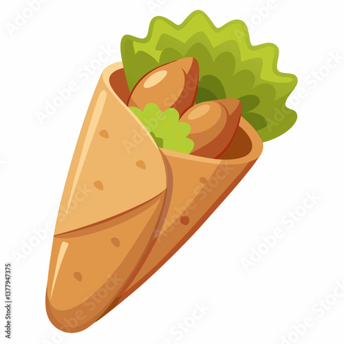 A wrap filled with fresh tomatoes and crisp lettuce, neatly rolled and presented on a white plate.