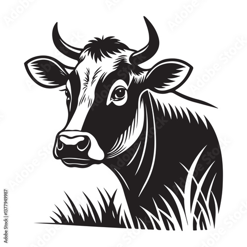 Cow Silhouette Vector Icon Design