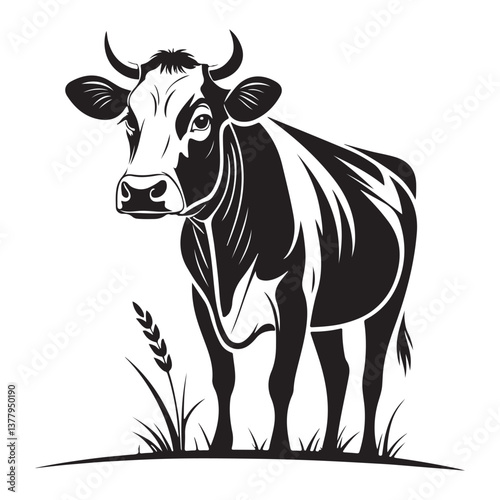 Cow Silhouette Vector Icon Design