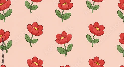 Wallpaper Mural Crimson Bloom Repeat AI Generated Torontodigital.ca
