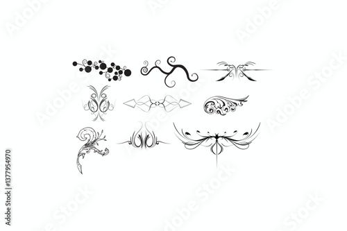 Florid vector silhouettes black image made by adobe illustrator.