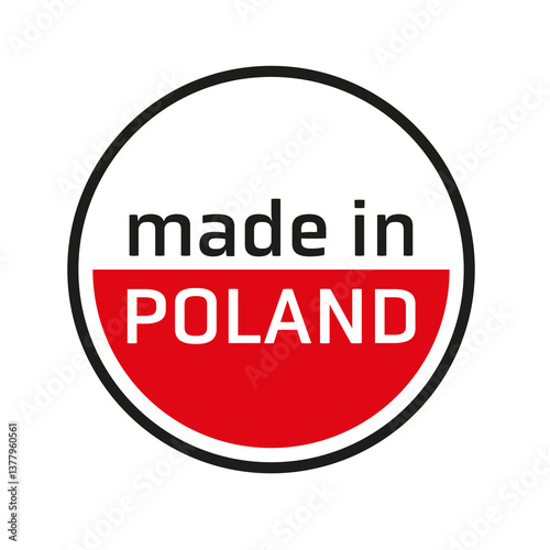 Wyprodukowane w Polsce symbol graficzny, Minimalistyczna grafika Made in Poland, vector ikona