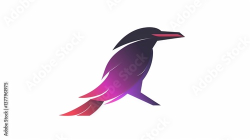 A crow icon with a sleek body and pointed beak, depicted in a smooth outline on a white background.