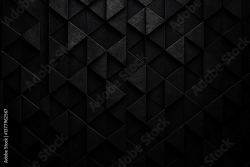 Dark Geometric Pattern with 3D Tessellated Shapes