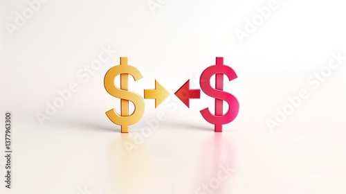A currency exchange icon with two arrows, representing financial transactions, isolated on a white background.