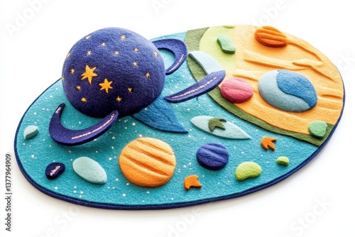 Whimsical Felt Solar System Playmat Outer Space Adventure for Kids