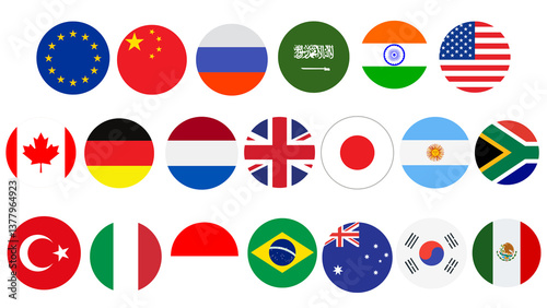 G 20 countries flags set of flags png transparent background