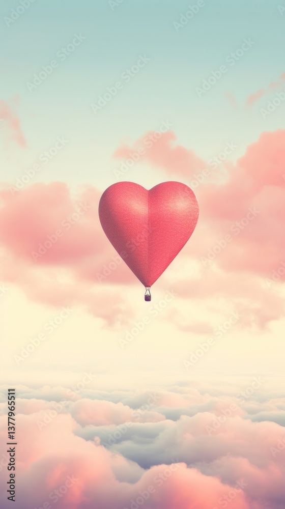 Fototapeta premium Love balloon aircraft cloud.