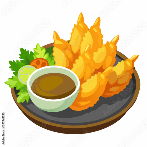 crispy tempura vegetables with soy dipping sauce