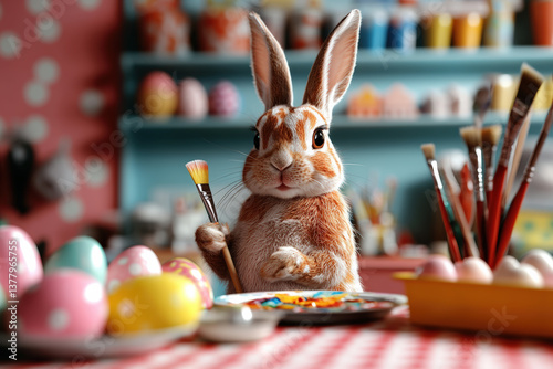 Easter Bunny Painting Eggs 