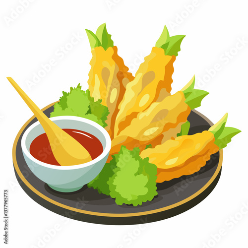 crispy tempura vegetables with soy dipping sauce