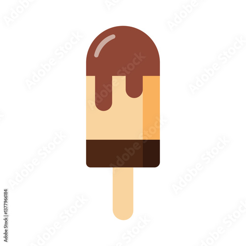 Flat illustration of a dripping chocolate ice pop.