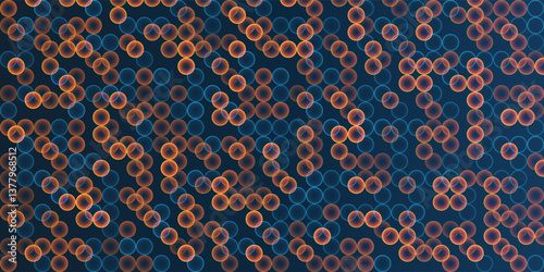 Abstract Partially Faded Spotted Pattern, Small Circular Gradient Shapes, Spots of Random Sizes and Changing Colors of Blue, Brown, Red and Orange - Geometric Mosaic Texture, Vector Background Design