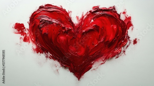 A heart painted in red on white, representing love, passion, and emotional expression.