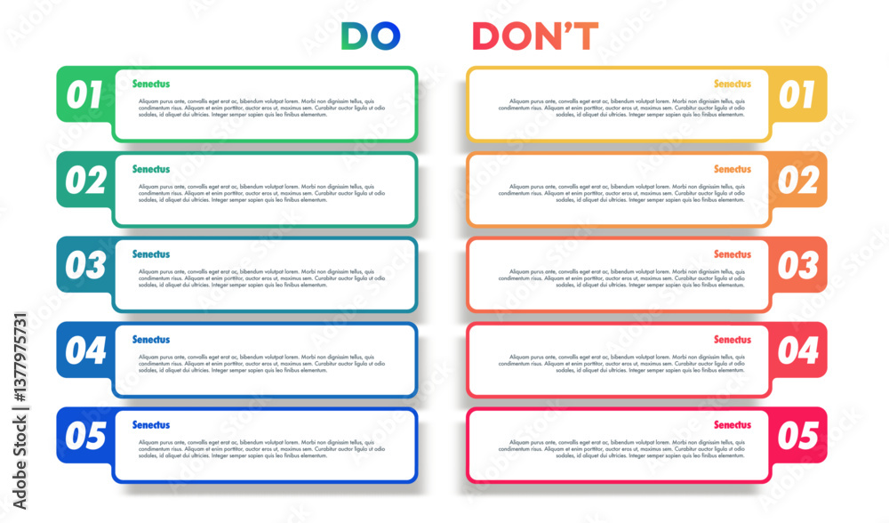 Do and dont infographic design template modern style vector 10 eps