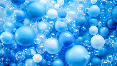 Wallpaper Mural An eye-catching banner adorned with a multitude of elegant blue balloons, forming a serene, festive, and visually captivating background Torontodigital.ca