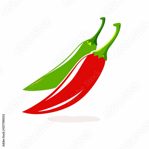 Red and Green Chili Peppers Graphic Design on White Background  