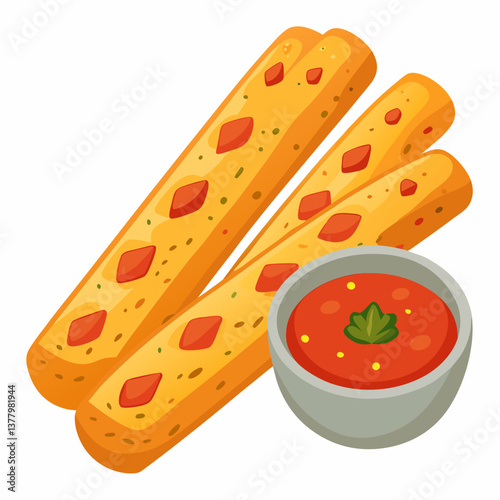 baked cheesy garlic breadsticks with marinara