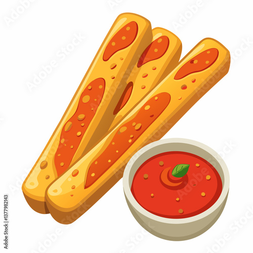 baked cheesy garlic breadsticks with marinara
