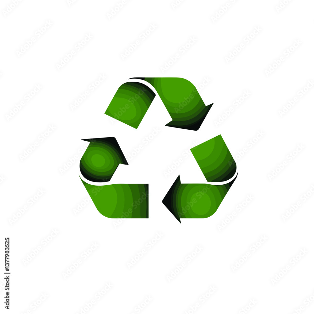 Fototapeta premium Green Recycling Symbol in Modern Style 