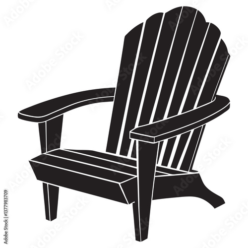 Adirondack chair icon, silhouette black and white silhouette, vector and illustration on white background
