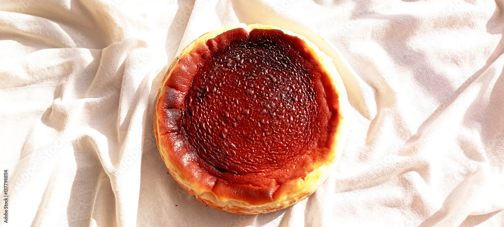 Fototapeta premium San Sebastian Cheesecake close up photo