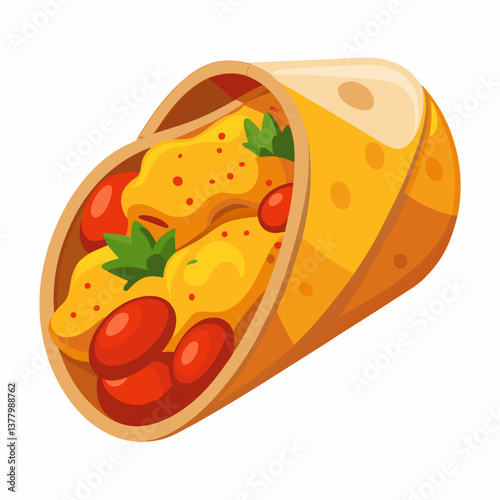 spicy chorizo breakfast burrito with scrambled egg