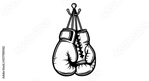 Vintage Boxing Gloves Hanging with Classic Feel