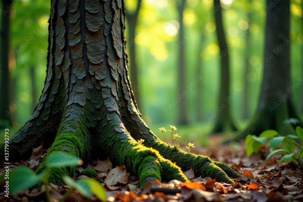 Obraz premium Weathered tree trunk in forest , wood, tree