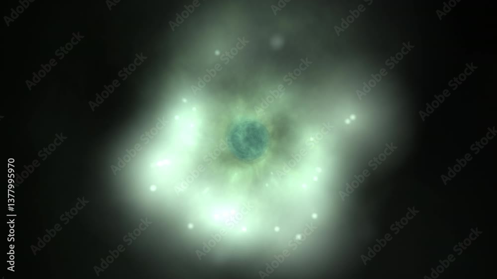 Atomic structure simulation with in-falling energy towards the nucleus. 60 FPS UHD