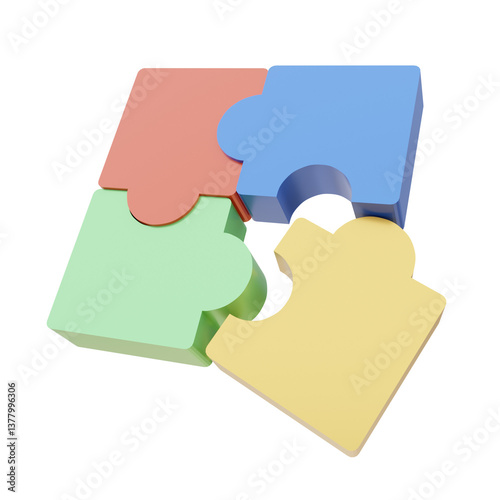 3d illustration of jigsaw cooperation or teamwork for icons and symbols.3d render.