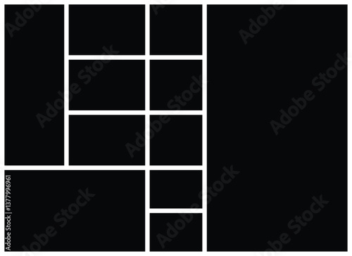 Empty photo collage template and background texture pattern. Mood board and wall picture presentation and portfolio collection. poster, mockup, banner, photo wall template.