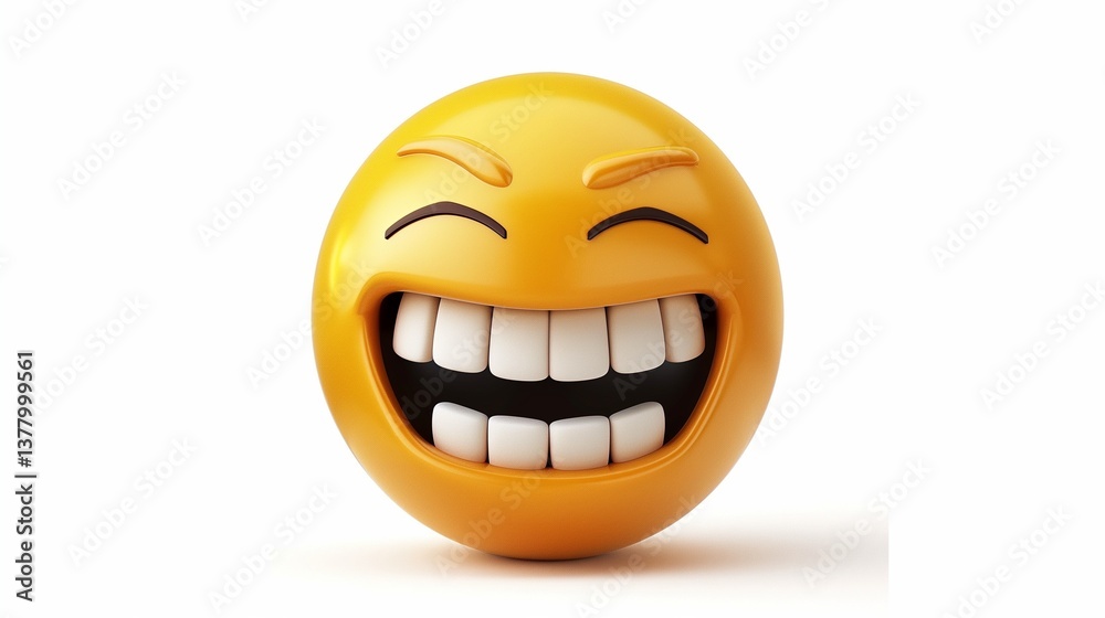 Fototapeta premium A grinning face with clenched teeth emoji, showing nervousness or awkwardness, clearly drawn on a white background.