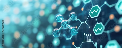 hydrogen sustainability economy concept. Molecular structures with digital elements in a futuristic design. photo