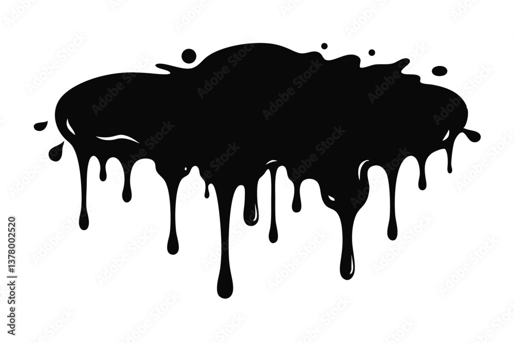 dripping ink, icon and black shape splash liquid dripping ink, icon and black shape splash liquid