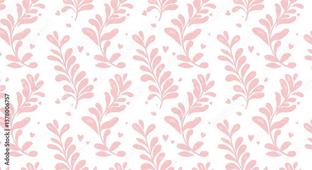 Fototapeta premium Blush Pink Floral Pattern Delicate Leaf Design AI Generated
