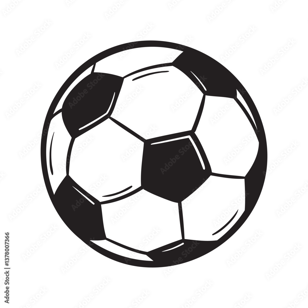 Fototapeta premium Doodle Vector Illustration of an Soccer Ball in Cartoon Style. Isolated on white background. Fun drawing cartoon style icon. Ideal for football event and creative sports-inspired projects.