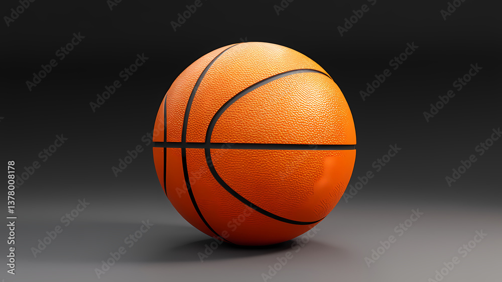 Fototapeta premium Realistic Orange Basketball with Textured Surface on Dark Background
